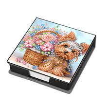 Load image into Gallery viewer, Leather Dog Flower Diamond Painting Notecard Box with 160 Sheets of Paper
