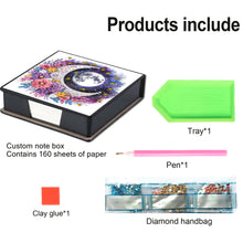 Load image into Gallery viewer, Leather Moon Flower Diamond Painting Notecard Box with 160 Sheets of Paper