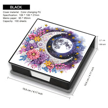 Load image into Gallery viewer, Leather Moon Flower Diamond Painting Notecard Box with 160 Sheets of Paper