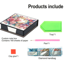 Load image into Gallery viewer, Leather Flower Bird Diamond Painting Notecard Box with 160 Sheets of Paper