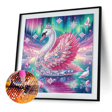 Load image into Gallery viewer, Diamond Painting - Partial Special Shaped - Swan Under The Aurora (30*30CM)