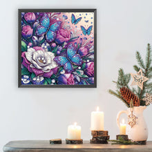 Load image into Gallery viewer, Diamond Painting - Partial Special Shaped - Butterfly And Flower (30*30CM)