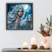 Load image into Gallery viewer, Diamond Painting - Partial Special Shaped - Wolf And Girl (30*30CM)