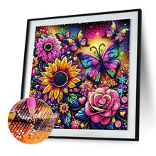 Load image into Gallery viewer, Diamond Painting - Partial Special Shaped - Butterfly Flower (30*30CM)