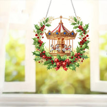 Load image into Gallery viewer, 2D Flat Acrylic DIY Xmas Carousel Wreath Hanging Diamond Art Kits for Wall Door