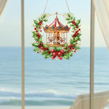 Load image into Gallery viewer, 2D Flat Acrylic DIY Xmas Carousel Wreath Hanging Diamond Art Kits for Wall Door