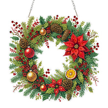 Load image into Gallery viewer, 2D Flat Acrylic DIY Xmas Wreath Hanging Diamond Art Kits for Wall Door Decor