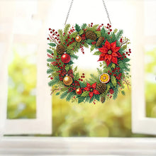 Load image into Gallery viewer, 2D Flat Acrylic DIY Xmas Wreath Hanging Diamond Art Kits for Wall Door Decor