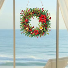 Load image into Gallery viewer, 2D Flat Acrylic DIY Xmas Wreath Hanging Diamond Art Kits for Wall Door Decor