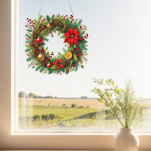 Load image into Gallery viewer, 2D Flat Acrylic DIY Xmas Wreath Hanging Diamond Art Kits for Wall Door Decor