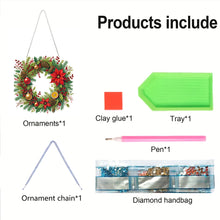 Load image into Gallery viewer, 2D Flat Acrylic DIY Xmas Wreath Hanging Diamond Art Kits for Wall Door Decor
