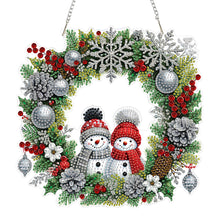 Load image into Gallery viewer, 2D Flat Acrylic DIY Xmas Snowman Wreath Hanging Diamond Art Kits for Wall Door
