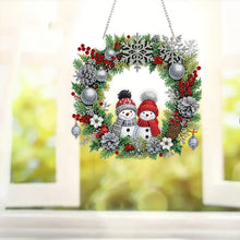 Load image into Gallery viewer, 2D Flat Acrylic DIY Xmas Snowman Wreath Hanging Diamond Art Kits for Wall Door