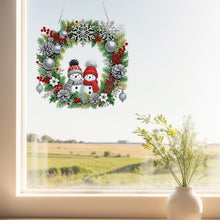 Load image into Gallery viewer, 2D Flat Acrylic DIY Xmas Snowman Wreath Hanging Diamond Art Kits for Wall Door