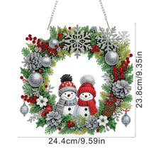 Load image into Gallery viewer, 2D Flat Acrylic DIY Xmas Snowman Wreath Hanging Diamond Art Kits for Wall Door