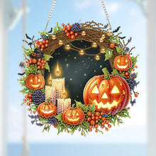 Load image into Gallery viewer, 2D Flat Acrylic DIY Halloween Pumpkin Hanging Diamond Art Kits Wall Door Decor