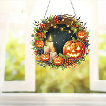 Load image into Gallery viewer, 2D Flat Acrylic DIY Halloween Pumpkin Hanging Diamond Art Kits Wall Door Decor