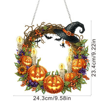 Load image into Gallery viewer, 2D Flat Acrylic DIY Halloween Wreath Hanging Diamond Art Kits Wall Door Decor