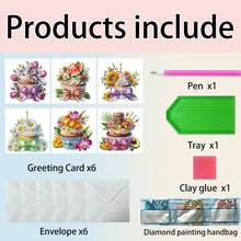 Load image into Gallery viewer, 6PCS DIY Cake Flower Diamond Painting Greeting Cards Congratulations Cards