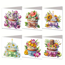 Load image into Gallery viewer, 6PCS DIY Cake Flower Diamond Painting Greeting Cards Congratulations Cards