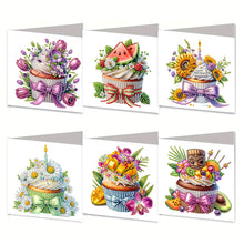 Load image into Gallery viewer, 6PCS DIY Cake Flower Diamond Painting Greeting Cards Congratulations Cards