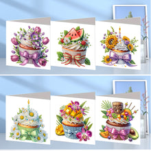 Load image into Gallery viewer, 6PCS DIY Cake Flower Diamond Painting Greeting Cards Congratulations Cards