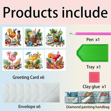 Load image into Gallery viewer, 6PCS DIY Drinks Diamond Painting Greeting Cards Congratulations Cards & Gifts