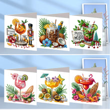 Load image into Gallery viewer, 6PCS DIY Drinks Diamond Painting Greeting Cards Congratulations Cards & Gifts