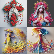Load image into Gallery viewer, 4pcs Diamond Painting - Partial Special Shaped - Girl (40*40CM)