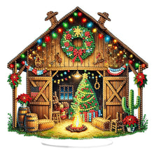 Load image into Gallery viewer, 2D Flat Print Xmas Farm Hut DIY Table Top Diamond Painting Ornament Kits