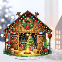 Load image into Gallery viewer, 2D Flat Print Xmas Farm Hut DIY Table Top Diamond Painting Ornament Kits
