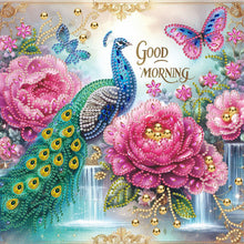Load image into Gallery viewer, Diamond Painting - Partial Special Shaped - Peacock And Flowers (30*30CM)