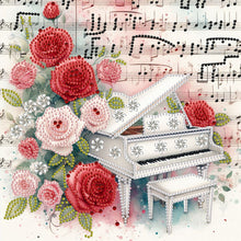 Load image into Gallery viewer, Diamond Painting - Partial Special Shaped - Piano And Rose (30*30CM)