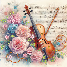 Load image into Gallery viewer, Diamond Painting - Partial Special Shaped - Violin And Rose (30*30CM)