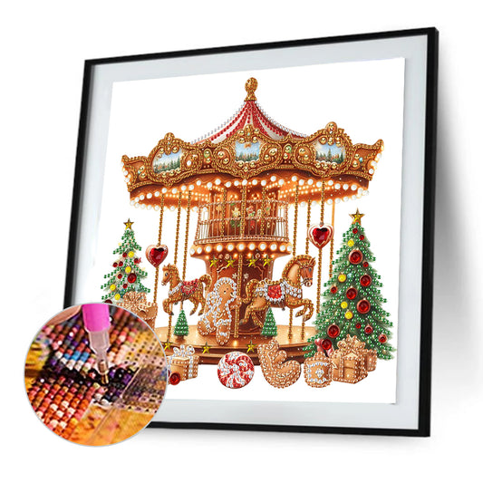 Diamond Painting - Partial Special Shaped - Gingerbread Man Carousel (30*30CM)