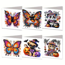 Load image into Gallery viewer, 6PCS DIY Diamond Art Greeting Cards Halloween Designs for Festival Gift (IHK061)