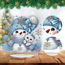 Load image into Gallery viewer, 2D Flat Snowman Print DIY Desktop Diamond Art Kits for Home Office Desktop Decor