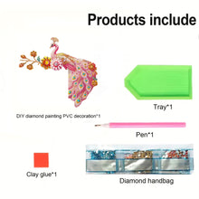 Load image into Gallery viewer, Pink Peacock 2D Flat Diamond Painting Door Corner Sign DIY Door Frame Decor