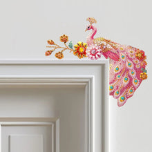 Load image into Gallery viewer, Pink Peacock 2D Flat Diamond Painting Door Corner Sign DIY Door Frame Decor