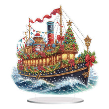 Load image into Gallery viewer, 2D Flat Print Xmas Sailboat DIY Table Top Diamond Painting Ornament Kits