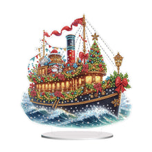 Load image into Gallery viewer, 2D Flat Print Xmas Sailboat DIY Table Top Diamond Painting Ornament Kits