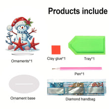 Load image into Gallery viewer, 2D Flat Print Xmas Snowman DIY Table Top Diamond Painting Ornament Kits
