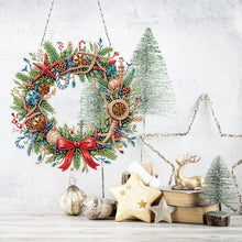 Load image into Gallery viewer, Xmas Wreath 2D Flat DIY Diamond Art Pendant DIY Home Decor Hanging Charm