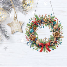 Load image into Gallery viewer, Xmas Wreath 2D Flat DIY Diamond Art Pendant DIY Home Decor Hanging Charm