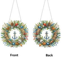 Load image into Gallery viewer, Xmas Wreath 2D Flat DIY Diamond Art Pendant DIY Home Decor Hanging Charm