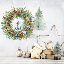 Load image into Gallery viewer, Xmas Wreath 2D Flat DIY Diamond Art Pendant DIY Home Decor Hanging Charm