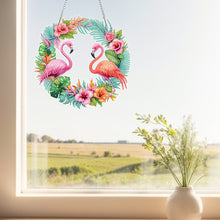 Load image into Gallery viewer, Flamingo Wreath Acrylic 2D Flat DIY Diamond Art Pendant Wall Door Decoration