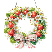 Load image into Gallery viewer, Strawberry Wreath Acrylic 2D Flat DIY Diamond Art Pendant Wall Door Decoration