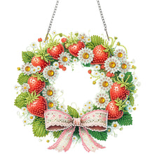 Load image into Gallery viewer, Strawberry Wreath Acrylic 2D Flat DIY Diamond Art Pendant Wall Door Decoration