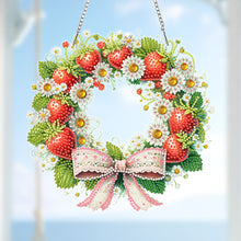Load image into Gallery viewer, Strawberry Wreath Acrylic 2D Flat DIY Diamond Art Pendant Wall Door Decoration